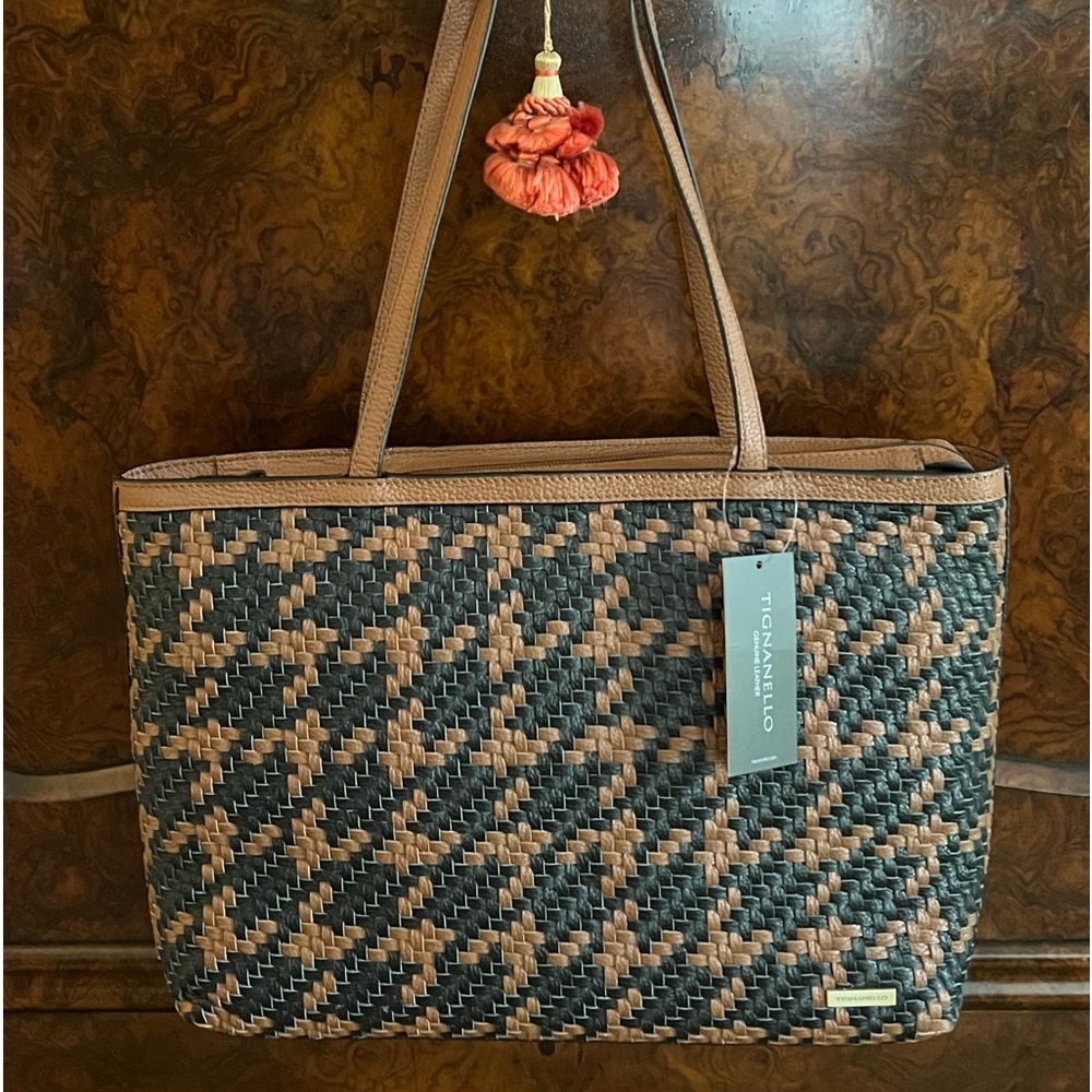 Tignanello Astor Woven Tote- Cognac Color- NWT- Bargain Luxe!♥️
